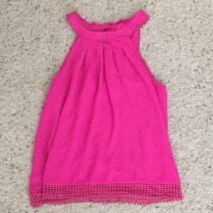 Hot pink tie back halter neck tank top